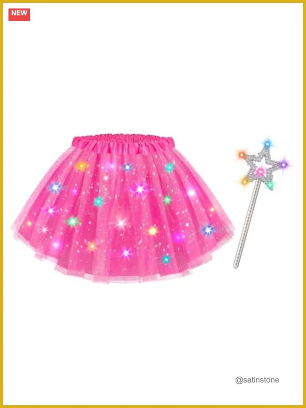 Girls LED Light Up Tutu Skirt & Fairy Wand